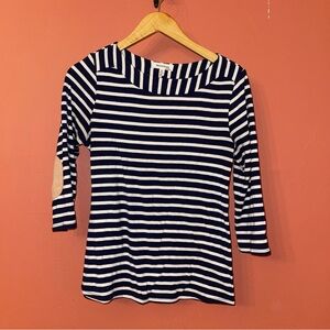 Navy and White Striped Women's Top